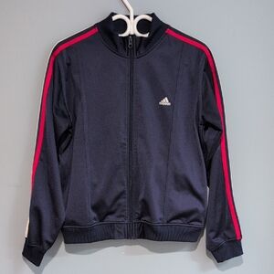 Adidas Dark Blue Jacket with Crimson Accents